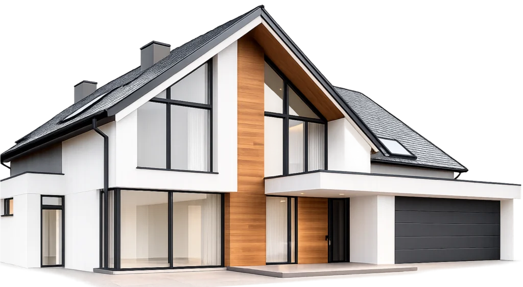 Modernes Wohnhaus mit klarer Architektur als Beispiel für Baugutachten und Bauschäden